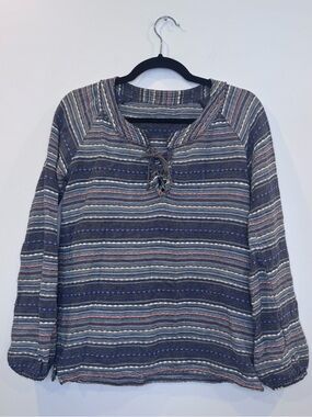 Denim & Supply Ralph Lauren boho western stripes cotton blouse tie front